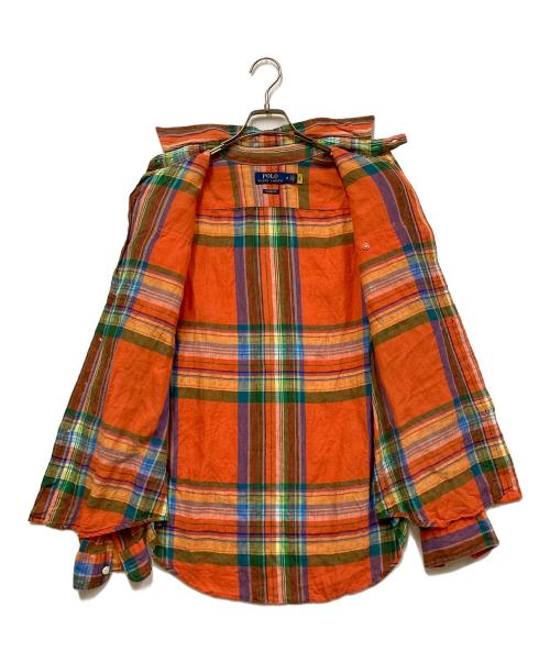 POLO RALPH LAUREN（ポロ・ラルフローレン）POLO RALPH LAUREN (ポロ・ラルフローレン) リネンチェックシャツ オレンジ サイズ:Mの古着・服飾アイテム