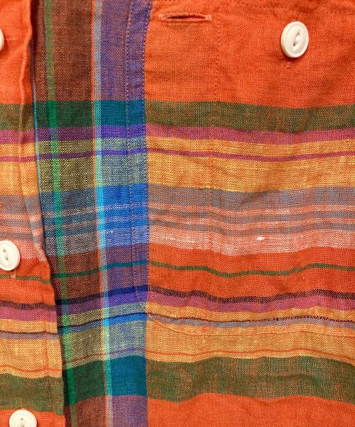 POLO RALPH LAUREN（ポロ・ラルフローレン）POLO RALPH LAUREN (ポロ・ラルフローレン) リネンチェックシャツ オレンジ サイズ:Mの古着・服飾アイテム