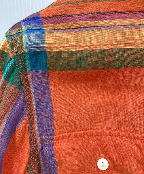 POLO RALPH LAUREN（ポロ・ラルフローレン）POLO RALPH LAUREN (ポロ・ラルフローレン) リネンチェックシャツ オレンジ サイズ:Mの古着・服飾アイテム