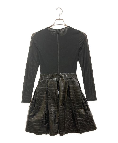 alice+olivia（アリスアンドオリビア）alice+olivia (アリスアンドオリビア) クロコレザーメッシュシースルー ワンピース ブラック サイズ:SIZE 0の古着・服飾アイテム
