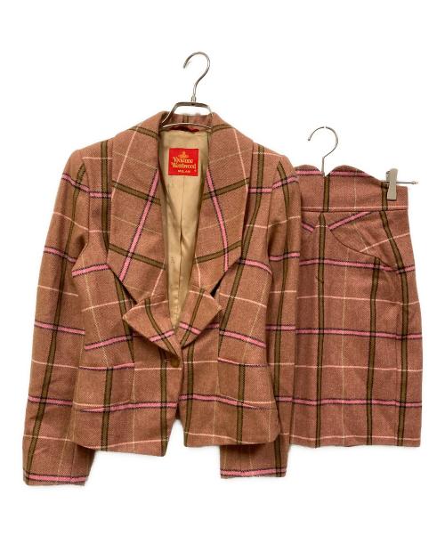 Vivienne Westwood（ヴィヴィアンウエストウッド）Vivienne Westwood (ヴィヴィアンウエストウッド) ウールチェックセットアップ ベージュ サイズ:SIZE 42の古着・服飾アイテム