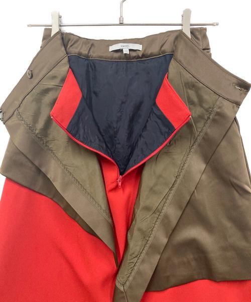 UN3D.（アンスリード）UN3D. (アンスリード) レイヤードメッシュスカート カーキ×レッド サイズ:SIZE 38の古着・服飾アイテム