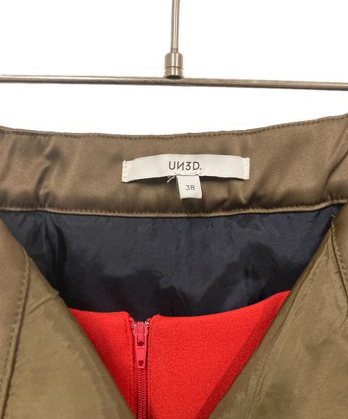 UN3D.（アンスリード）UN3D. (アンスリード) レイヤードメッシュスカート カーキ×レッド サイズ:SIZE 38の古着・服飾アイテム