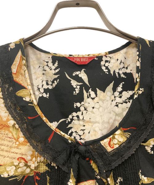 PINK HOUSE（ピンクハウス）PINK HOUSE (ピンクハウス) 花柄 ロングワンピース ブラック サイズ:-の古着・服飾アイテム