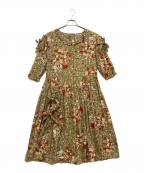 KANEKO ISAOカネコ イサオ）の古着「花柄フリルワンピース」｜カーキ