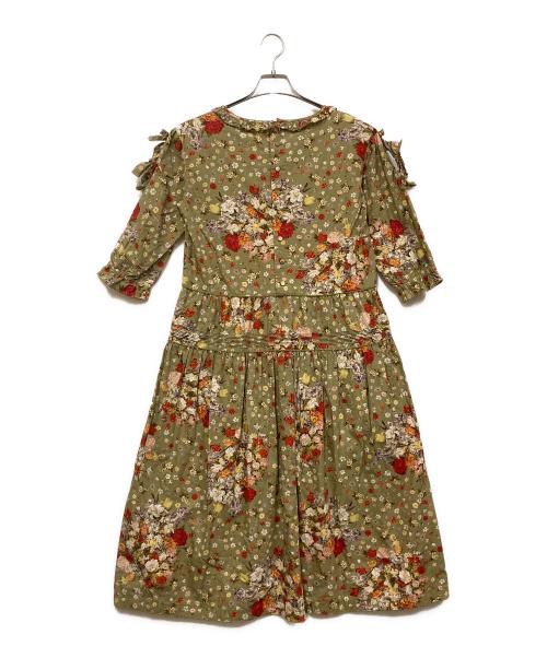 KANEKO ISAO（カネコ イサオ）KANEKO ISAO (カネコ イサオ) 花柄フリルワンピース カーキ サイズ:-の古着・服飾アイテム
