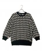SHAREEFシャリーフ）の古着「JACQUARD KNIT」｜ホワイト×ブラック