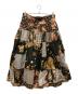 WONDERFUL WORLD（ワンダフルワールド）の古着「花柄パッチワークスカート」｜ブラック