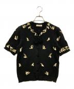 KANEKO ISAOカネコ イサオ）の古着「半袖カーディガン」｜ブラック