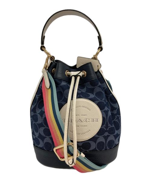 COACH（コーチ）COACH (コーチ) デンプシー ドローストリング バケット バッグ シグネチャー デニム ネイビー サイズ:表記なしの古着・服飾アイテム