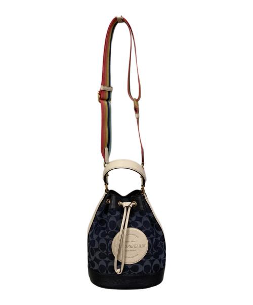 COACH（コーチ）COACH (コーチ) デンプシー ドローストリング バケット バッグ シグネチャー デニム ネイビー サイズ:表記なしの古着・服飾アイテム