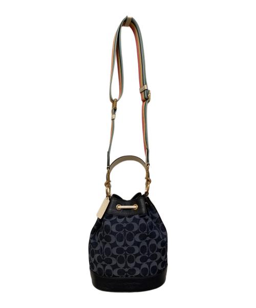COACH（コーチ）COACH (コーチ) デンプシー ドローストリング バケット バッグ シグネチャー デニム ネイビー サイズ:表記なしの古着・服飾アイテム