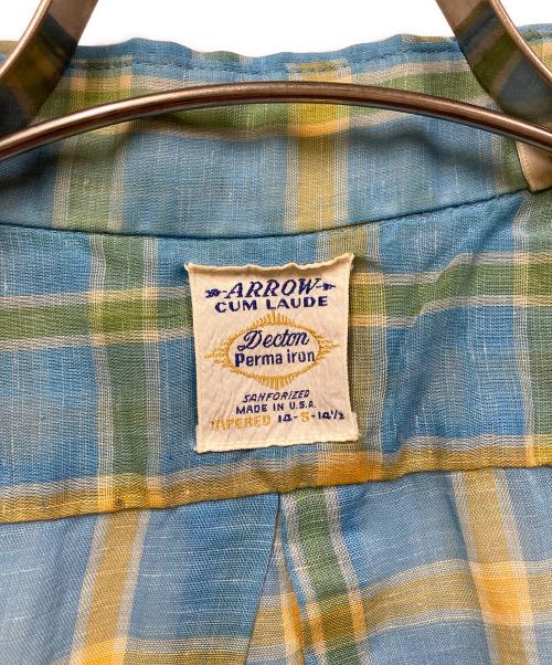 ARROW（アロー）ARROW (アロー) 60’Sヴィンテージチェックシャツ スカイブルー サイズ:SIZE 14の古着・服飾アイテム