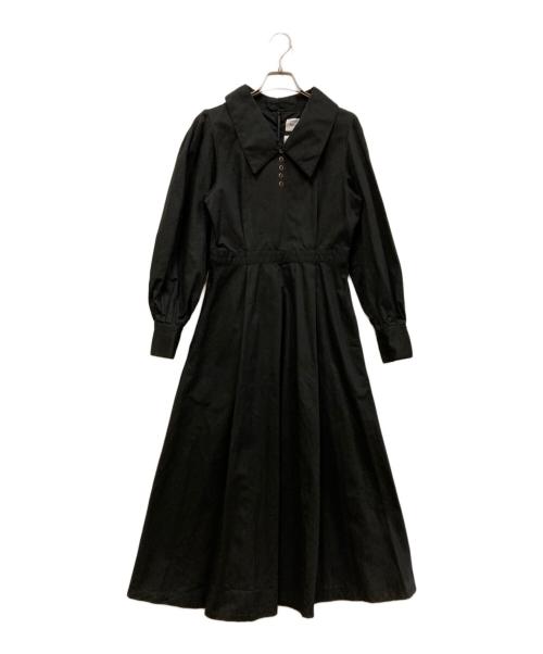 foufou（フーフー）foufou (フーフー) ビッグカラーボタンドレスワンピース ブラック サイズ:SIZE 1の古着・服飾アイテム