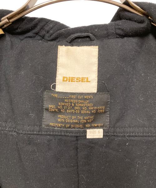 DIESEL（ディーゼル）DIESEL (ディーゼル) フェイクファー ナイロン切替 モッズコート ブラック サイズ:SIZE Sの古着・服飾アイテム