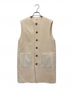 MACPHEEマカフィー）の古着「フェイクレザーコンビ クルーネックジレ」｜ホワイト