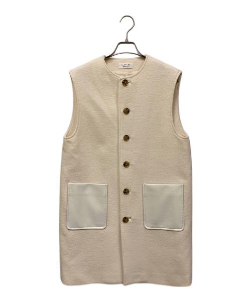 MACPHEE（マカフィー）MACPHEE (マカフィー) フェイクレザーコンビ クルーネックジレ ホワイト サイズ:SIZE 36の古着・服飾アイテム