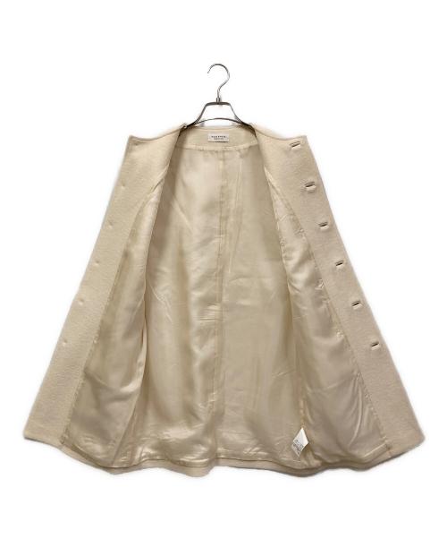 MACPHEE（マカフィー）MACPHEE (マカフィー) フェイクレザーコンビ クルーネックジレ ホワイト サイズ:SIZE 36の古着・服飾アイテム