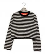 YORIヨリ）の古着「ミラノリブボーダーショートニット」｜ネイビー