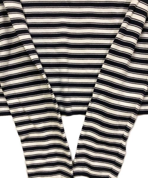 YORI（ヨリ）YORI (ヨリ) ミラノリブボーダーショートニット ネイビー サイズ:38の古着・服飾アイテム