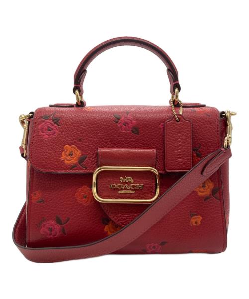 COACH（コーチ）COACH (コーチ) モーガントップハンドルサッチェル・ピオニープリント2WAYショルダーバッグ レッド サイズ:表記なしの古着・服飾アイテム