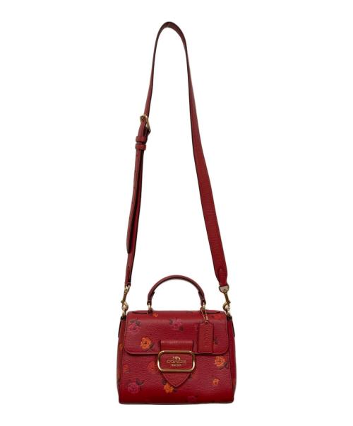 COACH（コーチ）COACH (コーチ) モーガントップハンドルサッチェル・ピオニープリント2WAYショルダーバッグ レッド サイズ:表記なしの古着・服飾アイテム