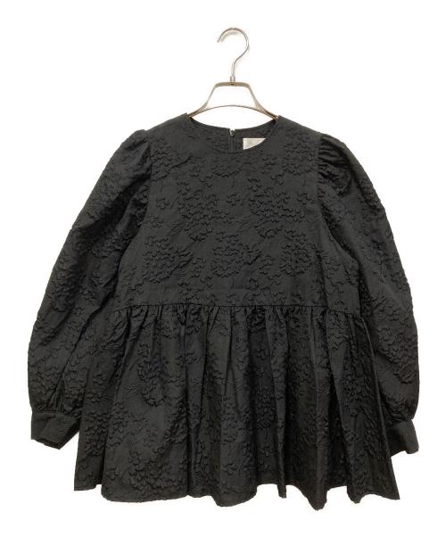 OHGA（オオガ）OHGA (オオガ) ジャガードペプラムギャザーブラウス ブラック サイズ:FREEの古着・服飾アイテム