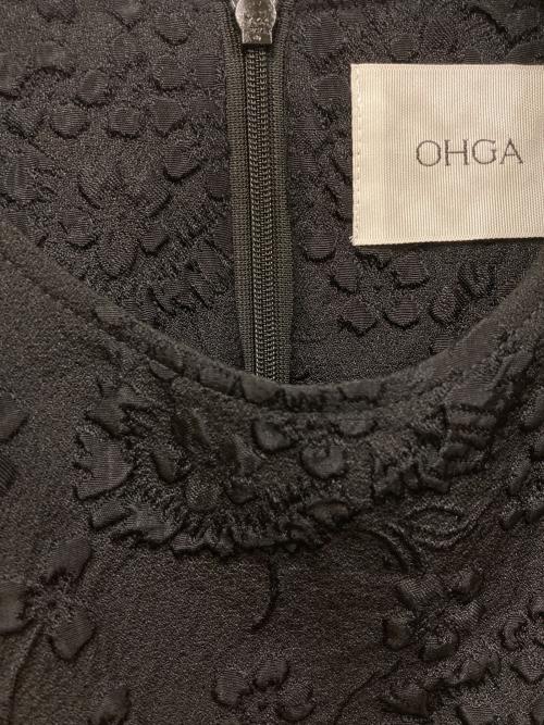OHGA（オオガ）OHGA (オオガ) ジャガードペプラムギャザーブラウス ブラック サイズ:FREEの古着・服飾アイテム