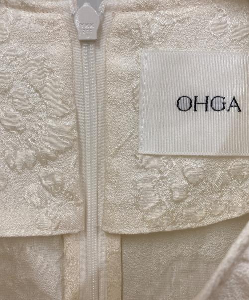 OHGA（オオガ）OHGA (オオガ) ジャガードペプラムギャザーブラウス アイボリー サイズ:SIZE Freeの古着・服飾アイテム