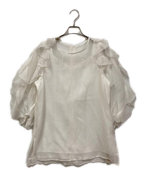 CADUNE（カデュネ）CADUNE (カデュネ) フリルトップスブラウス ホワイト サイズ:SIZE 36の古着・服飾アイテム
