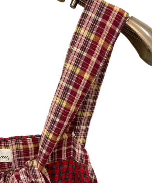 l'atelier du savon（アトリエドゥサボン）l'atelier du savon (アトリエドゥサボン) エプロンパッチワークワンピース レッド サイズ:SIZE Freeの古着・服飾アイテム