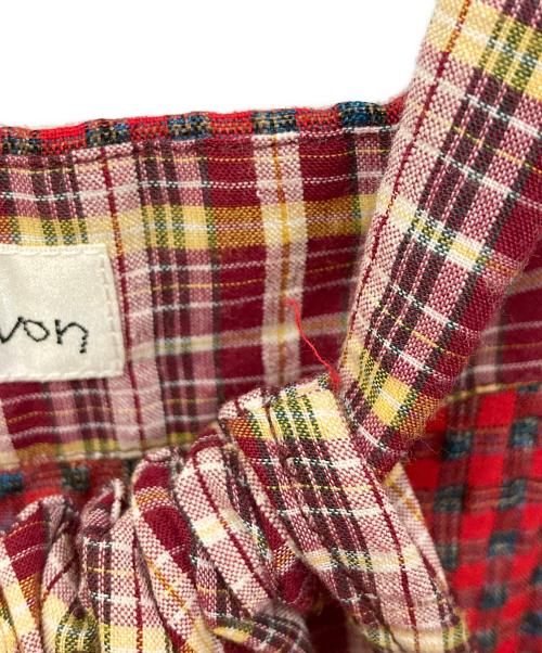 l'atelier du savon（アトリエドゥサボン）l'atelier du savon (アトリエドゥサボン) エプロンパッチワークワンピース レッド サイズ:SIZE Freeの古着・服飾アイテム