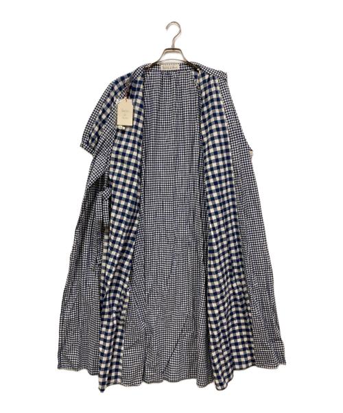 l'atelier du savon（アトリエドゥサボン）l'atelier du savon (アトリエドゥサボン) シルク混コットンチェックワンピース ホワイト×ネイビー サイズ:SIZE Freeの古着・服飾アイテム