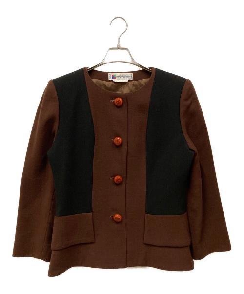 GIVENCHY BOUTIQUES（ジバンシー ブティックス）GIVENCHY BOUTIQUES (ジバンシー ブティックス) ノーカラージャケット ブラウン サイズ:SIZE 40の古着・服飾アイテム