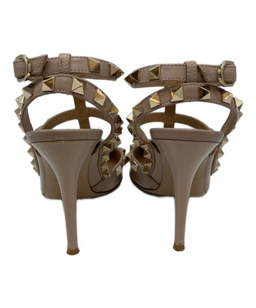 VALENTINO（ヴァレンティノ）VALENTINO (ヴァレンティノ) ロックスタッズ レザー ヒール ストラップ パンプス ピンク サイズ:SIZE 341/2の古着・服飾アイテム