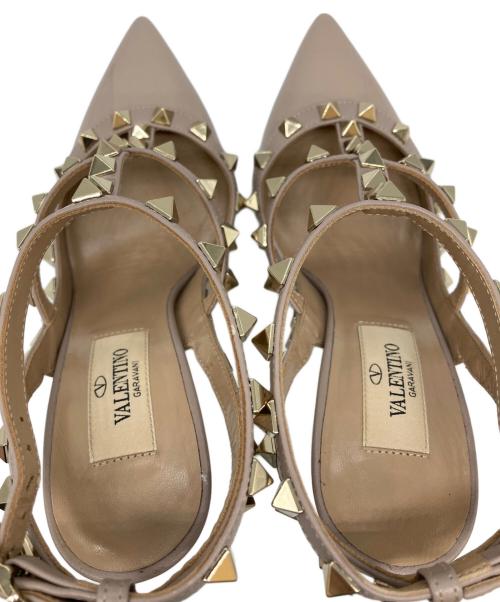 VALENTINO（ヴァレンティノ）VALENTINO (ヴァレンティノ) ロックスタッズ レザー ヒール ストラップ パンプス ピンク サイズ:SIZE 341/2の古着・服飾アイテム