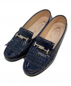 TOD'Sトッズ）の古着「ダブルフリンジTローファー」｜ネイビー