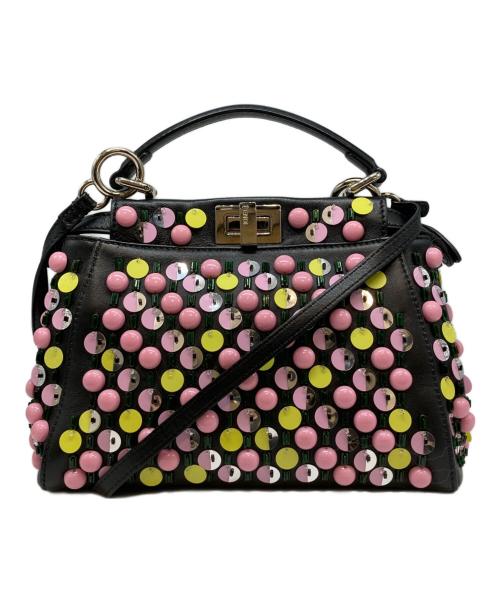 FENDI（フェンディ）FENDI (フェンディ) ピーカブーミニショルダーバッグ ブラック×ピンクの古着・服飾アイテム