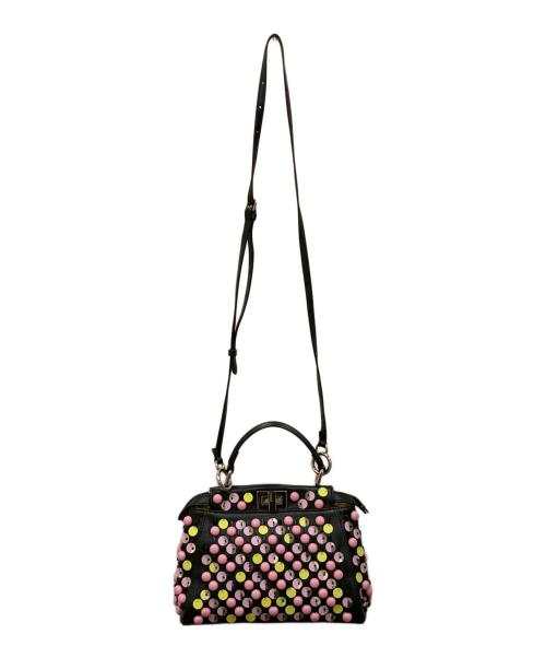 FENDI（フェンディ）FENDI (フェンディ) ピーカブーミニショルダーバッグ ブラック×ピンクの古着・服飾アイテム