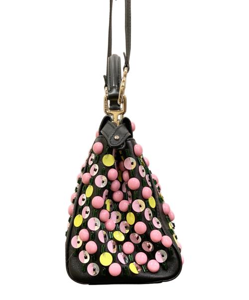 FENDI（フェンディ）FENDI (フェンディ) ピーカブーミニショルダーバッグ ブラック×ピンクの古着・服飾アイテム