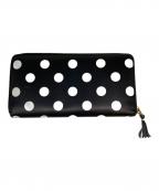 COMME des GARCONSコムデギャルソン）の古着「ポルカドット ラウンドジップ ロングウォレット」｜ブラック