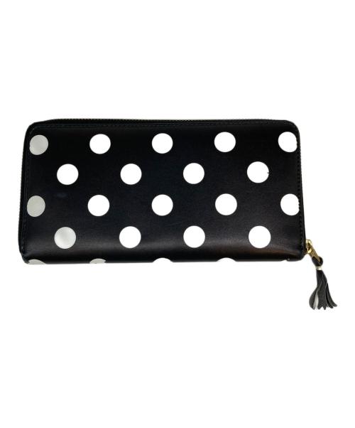 COMME des GARCONS（コムデギャルソン）COMME des GARCONS (コムデギャルソン) ポルカドット ラウンドジップ ロングウォレット ブラックの古着・服飾アイテム