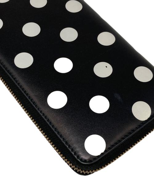 COMME des GARCONS（コムデギャルソン）COMME des GARCONS (コムデギャルソン) ポルカドット ラウンドジップ ロングウォレット ブラックの古着・服飾アイテム