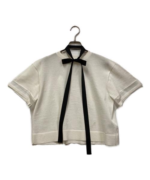 BLUE LABEL CRESTBRIDGE（ブルーレーベルクレストブリッジ）BLUE LABEL CRESTBRIDGE (ブルーレーベルクレストブリッジ) ドライレーヨンニットプルオーバー ホワイト サイズ:38の古着・服飾アイテム
