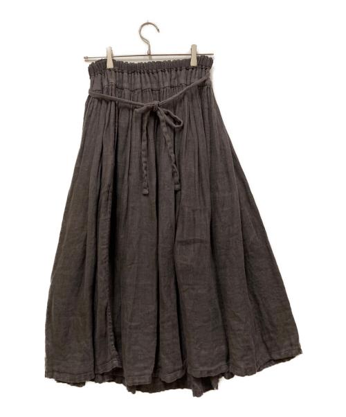 Vlas Blomme（ヴラスブラム）Vlas Blomme (ヴラスブラム) リネンギャザースカート グレー サイズ:Lの古着・服飾アイテム
