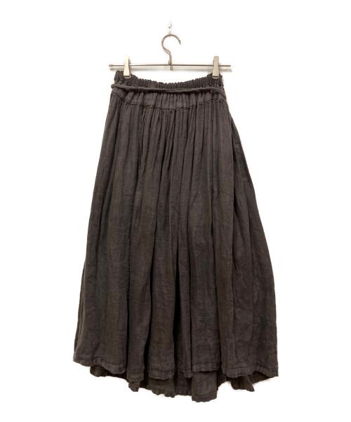 Vlas Blomme（ヴラスブラム）Vlas Blomme (ヴラスブラム) リネンギャザースカート グレー サイズ:Lの古着・服飾アイテム