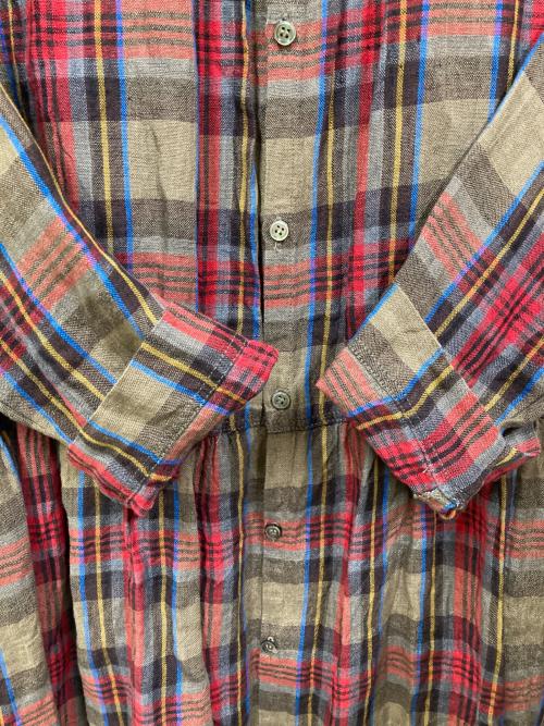 ICHI Antiquites（イチアンティークス）ICHI Antiquites (イチアンティークス) リネンチェックシャツワンピース レッド サイズ:SIZE Freeの古着・服飾アイテム