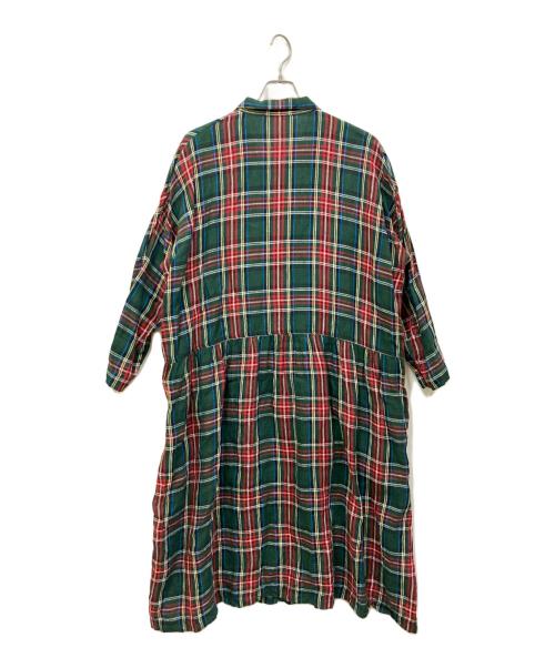 ICHI Antiquites（イチアンティークス）ICHI Antiquites (イチアンティークス) リネンチェックシャツワンピース グリーン サイズ:SIZE Freeの古着・服飾アイテム