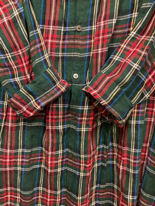 ICHI Antiquites（イチアンティークス）ICHI Antiquites (イチアンティークス) リネンチェックシャツワンピース グリーン サイズ:SIZE Freeの古着・服飾アイテム