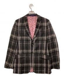 ETRO（エトロ）の古着「チェックテーラードジャケット」｜ブラック
